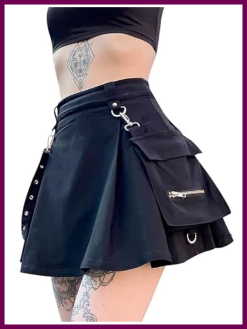 Women's High Waist Plaid Pleated Mini Skirt A-Line Asymmetrical Cotton